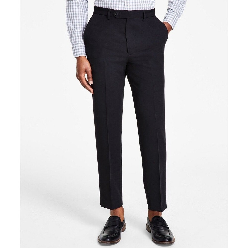NEW NAUTICA Mens 34x30 Solid Black Super Soft Trousers/Dress Pants/Slacks
